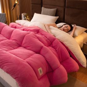 Thickened Milk Fiber Quilt Double-sided Velvet Warm Thickened Duvet Insert (Option: Cherry Powder-180x220cm 3kg)
