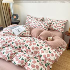Four-piece Bed Set Jacquard Quilt Cover Sheets (Option: Flower Blooming Memory-200cm)