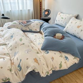 Thickened Brushed Maternal And Child Bedding Student Dormitory Three-piece Set (Option: Dinosaur in charge-1.8m bed)