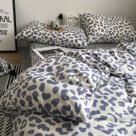 Washed Cotton Four-piece Bedding Set (Option: Leopard Print Gray-180cm)