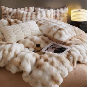 Fur Velvet Four-piece Set Fitted Sheet Set Bedding (Option: Rendering Coffee-180cm Flat Sheet 4pcs Set)