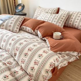 Thickened Brushed Maternal And Child Bedding Student Dormitory Three-piece Set (Option: Retro flower-1.8m bed)