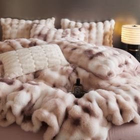 Fur Velvet Four-piece Set Fitted Sheet Set Bedding (Option: Apricot-180cm Flat Sheet 4pcs Set)