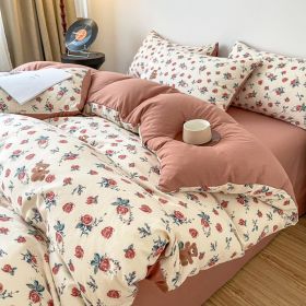 Thickened Brushed Maternal And Child Bedding Student Dormitory Three-piece Set (Option: Little Rose-1.8m bed)