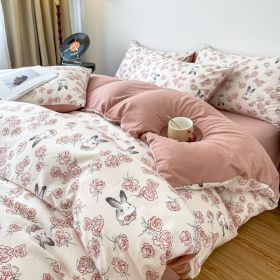 Thickened Brushed Maternal And Child Bedding Student Dormitory Three-piece Set (Option: Feifei Rabbit-1.8m bed)
